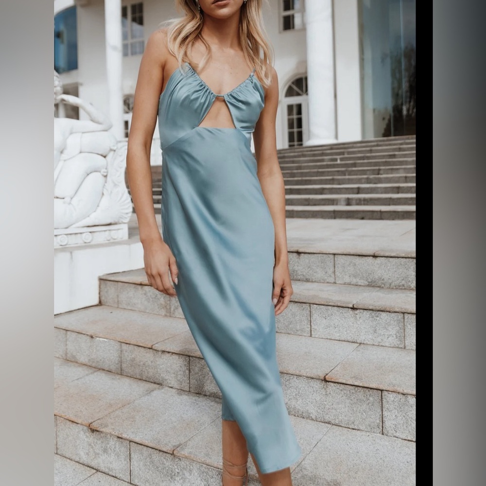 Blue cut out midi dress